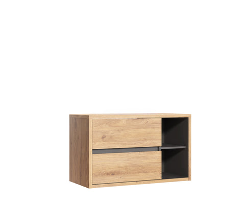 Waschbeckenunterschrank Devara Shetland Eiche 100 × 59,8 × 45,5 cm mit 2 Schubladen