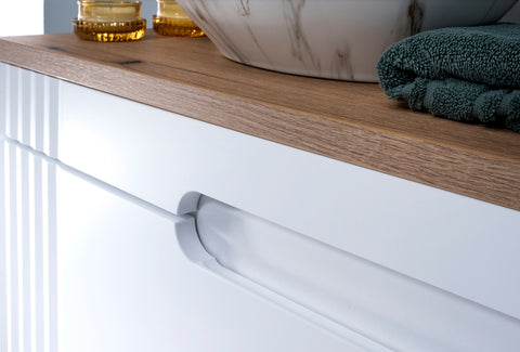 Waschbeckenunterschrank Fivora Weiß 80 × 62 × 46 cm mit 2 Schubladen – Ansicht 4