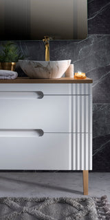 Waschbeckenunterschrank Fivora Weiß 80 × 62 × 46 cm mit 2 Schubladen – Ansicht 6