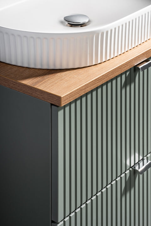 Waschbeckenunterschrank Linora Schilfgrün 80 × 57 × 39 cm mit 2 Schubladen – Ansicht 8