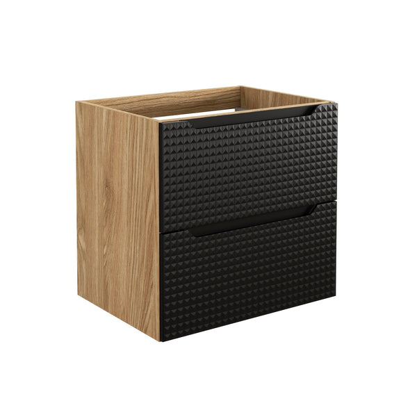 Waschbeckenunterschrank Luxera Schwarz matt 60 × 57 × 46 cm mit 2 Schubladen