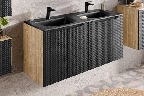 Waschbeckenunterschrank Luxera Schwarz matt 60 × 57 × 46 cm mit 2 Türen – Ansicht 4