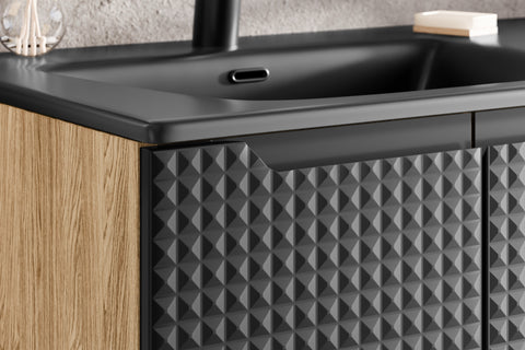 Waschbeckenunterschrank Luxera Schwarz matt 60 × 57 × 46 cm mit 2 Türen – Ansicht 5