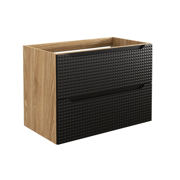 Waschbeckenunterschrank Luxera Schwarz matt 80 × 57 × 46 cm mit 2 Schubladen