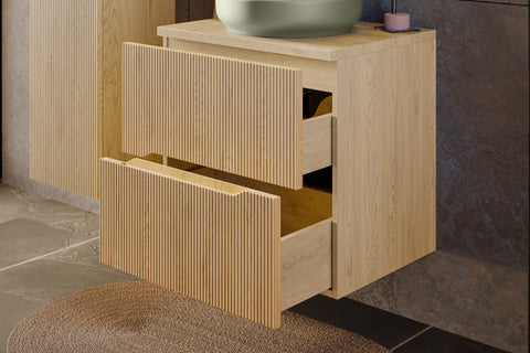 Waschbeckenunterschrank Nordisa Cremona Eiche 60 × 57 × 45,8 cm mit 2 Schubladen – Ansicht 8