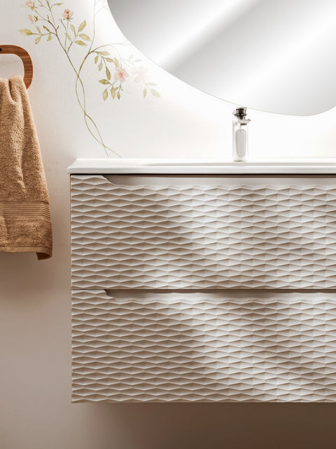 Waschbeckenunterschrank Oceana Beige 60 × 57 × 46 cm mit 2 Schubladen – Ansicht 5