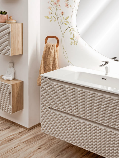 Waschbeckenunterschrank Oceana Beige 70 × 57 × 46 cm mit 2 Schubladen – Ansicht 6