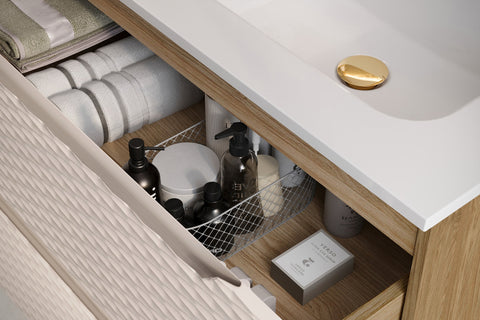 Waschbeckenunterschrank Oceana Beige 80 × 57 × 46 cm mit 2 Schubladen – Ansicht 7
