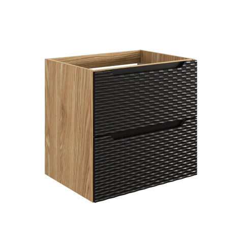 Waschbeckenunterschrank Oceana Schwarz matt 60 × 57 × 46 cm mit 2 Schubladen