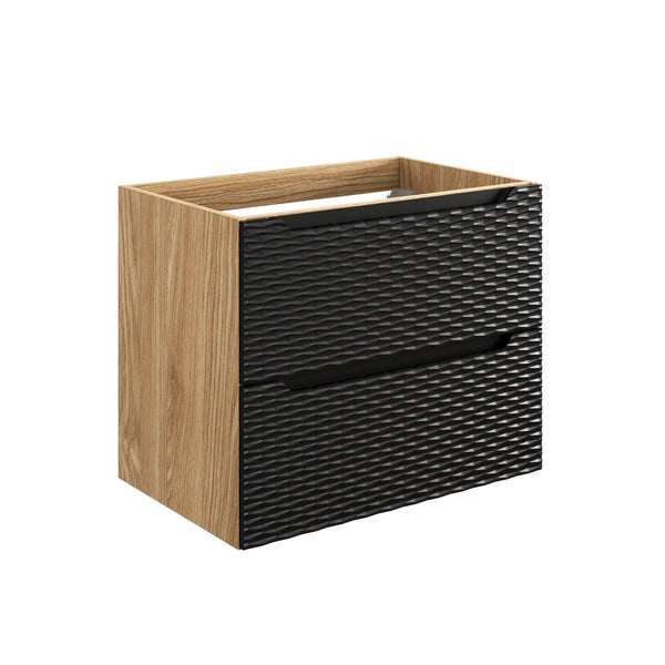 Waschbeckenunterschrank Oceana Schwarz matt 70 × 57 × 46 cm mit 2 Schubladen