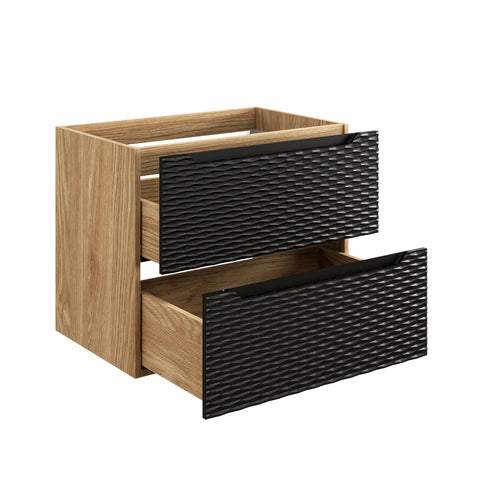 Waschbeckenunterschrank Oceana Schwarz matt 70 × 57 × 46 cm mit 2 Schubladen – Ansicht 3