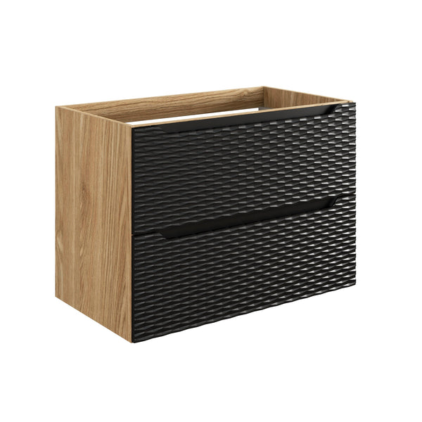 Waschbeckenunterschrank Oceana Schwarz matt 80 × 57 × 46 cm mit 2 Schubladen