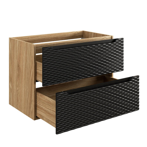 Waschbeckenunterschrank Oceana Schwarz matt 80 × 57 × 46 cm mit 2 Schubladen – Ansicht 3
