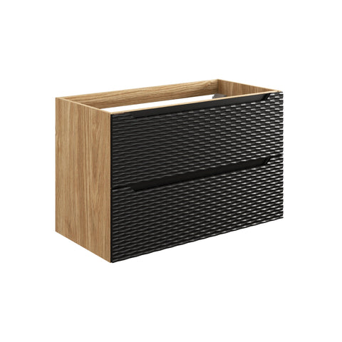 Waschbeckenunterschrank Oceana Schwarz matt 90 × 57 × 46 cm mit 2 Schubladen