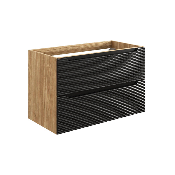 Waschbeckenunterschrank Oceana Schwarz matt 90 × 57 × 46 cm mit 2 Schubladen