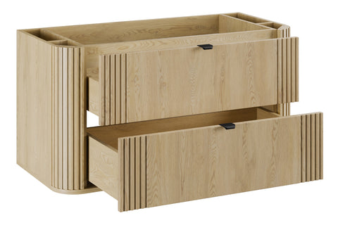 Waschbeckenunterschrank Ovara Cremona Eiche 100 × 52 × 45,8 cm mit 2 Schubladen – Ansicht 3