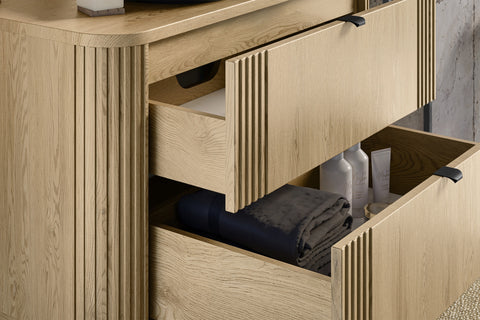 Waschbeckenunterschrank Ovara Cremona Eiche 100 × 52 × 45,8 cm mit 2 Schubladen – Ansicht 7