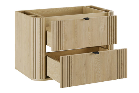 Waschbeckenunterschrank Ovara Cremona Eiche 80 × 52 × 45,8 cm mit 2 Schubladen – Ansicht 3