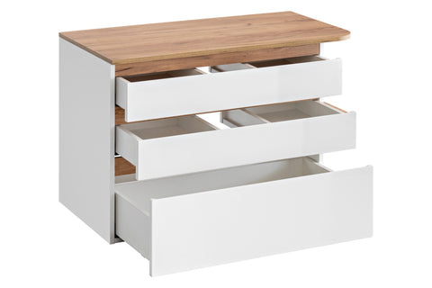 Waschbeckenunterschrank Platora Weiß 94 × 64 × 50 cm mit 3 Schubladen – Ansicht 2