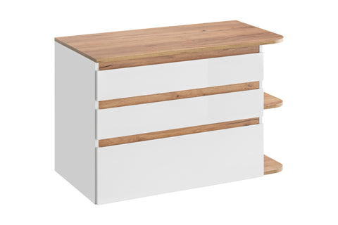 Waschbeckenunterschrank Platora Weiß 94 × 64 × 50 cm mit 3 Schubladen – Ansicht 3