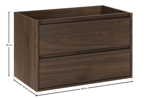 Waschbeckenunterschrank Violetta Walnuss Villa 80 × 50 × 46 cm mit 2 Schubladen – Ansicht 6