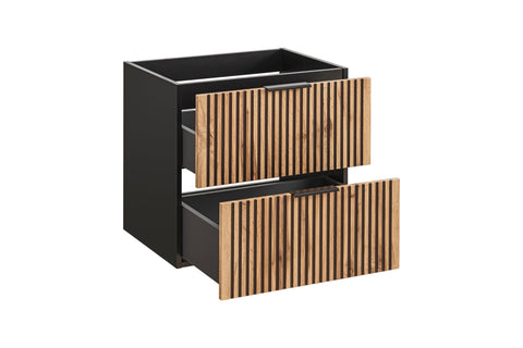 Waschbeckenunterschrank Xylara Wotan Eiche 60 × 57 × 46 cm mit 2 Schubladen – Ansicht 3