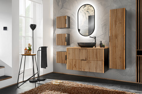 Waschbeckenunterschrank Xylara Wotan Eiche 80 × 57 × 46 cm mit 2 Schubladen – Ansicht 8