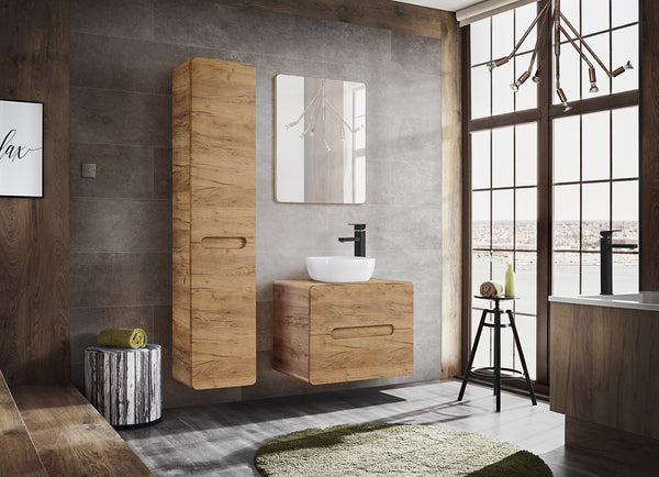 Waschtischunterschrank für Aufsatzwaschbecken Amaris Golden Craft Eiche 60 × 53 × 46 cm mit 2 Schubladen