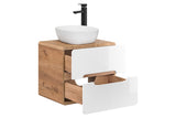 Waschtischunterschrank für Aufsatzwaschbecken Amaris Weiß Hochglanz 60 × 53 × 46 cm mit 2 Schubladen – Ansicht 3