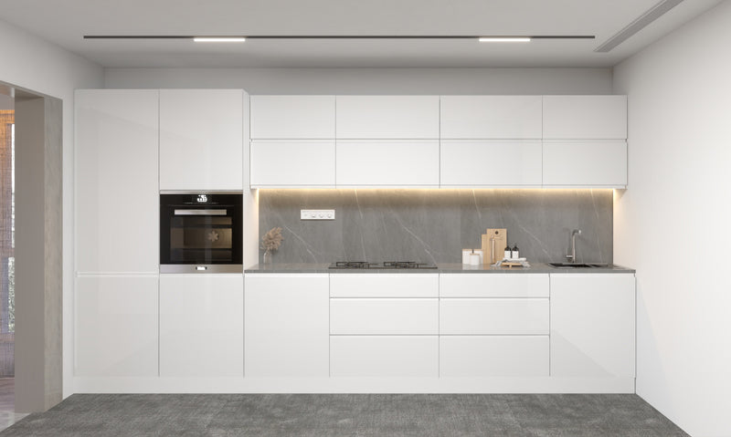 Velmora Weiß Küchenmöbel-Set KÜ03-A 400 cm – Moderne Küchenzeile ohne Arbeitsplatte