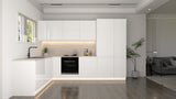 Velmora Winkelküche 310 × 195 cm KÜ-AS-004 – Moderne L-Küche ohne Arbeitsplatte – MDF Fronten – Weiß Hochglanz