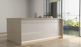 Velmora Inselküche KÜ-AS-018 – 420 cm – Weiß Hochglanz – Moderne Küche mit Kücheninsel