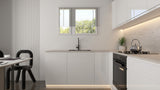 Velmora Winkelküche 310 × 195 cm KÜ-AS-004 – Moderne L-Küche ohne Arbeitsplatte – MDF Fronten – Weiß Hochglanz
