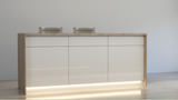 Velmora L-Inselküche KÜ-AS-020 – 410 × 130 cm – Weiß Hochglanz – Großzügige Küche mit Kochinsel