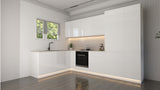 Velmora Winkelküche 310 × 195 cm KÜ-AS-004 – Moderne L-Küche ohne Arbeitsplatte – MDF Fronten – Weiß Hochglanz