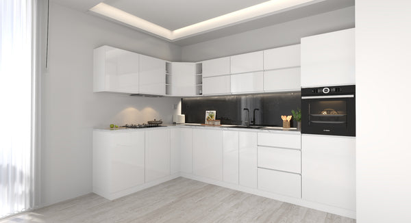 Küchenzeile Velmora Weiß Küchenzeile KÜ01 -A 520 cm – Hochglanz MDF Fronten