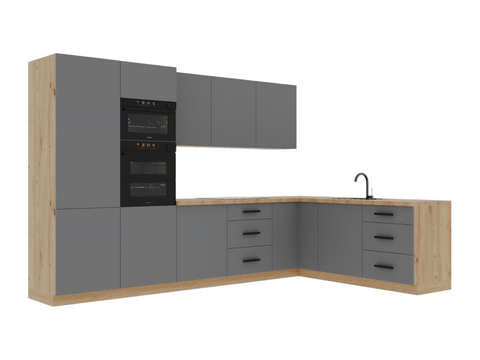 Winkelküche K100-G330 – Nexa Beige – mit System – durchdacht geplant – Ansicht 2