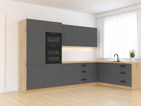 Winkelküche K100-G330 - Langen Grau - mit System – durchdacht geplant - ROYAL24_MARKT