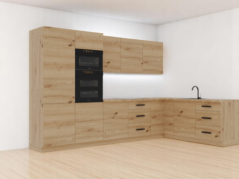 Winkelküche K100-G330 – Nexa Woodline – mit System – durchdacht geplant