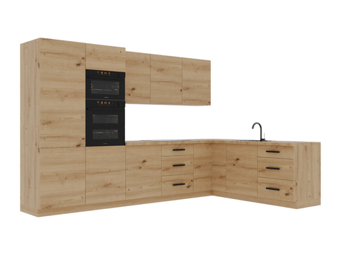 Winkelküche K100-G330 – Nexa Woodline – mit System – durchdacht geplant – Ansicht 2