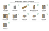 Winkelküche K105-G330 – Nexa Beige Woodline – Praktisch durchdacht für Ihr Zuhause – Maßbild (Set-Bestandteile mit Maßen und Stückzahl)