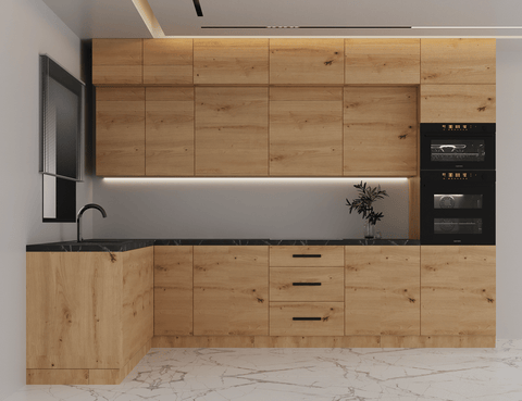 Winkelküche K105-G330 – Nexa Woodline – Praktisch durchdacht für Ihr Zuhause
