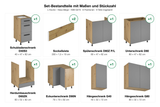 Set-Bestandteile mit Maßen und Stückzahl – L-Küche Nexa Beige – 270 × 170 cm – K99-G270