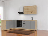 Winkelküche K99-G270 – Nexa Beige Woodline – Design trifft Funktionalität