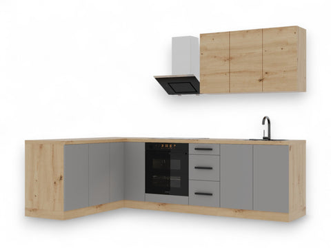 Winkelküche K99-G270 – Nexa Beige Woodline – Design trifft Funktionalität – Ansicht 2