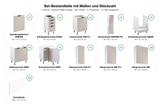 Set-Bestandteile mit Maßen und Stückzahl – L-Küche Sorento Weiß & Beige – 330 × 210 cm – K51-G330