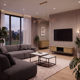 Delvaro Wohnzimmer-Set 2-teilig – Modernes Design in Baltic Dune mit schwarzem Stahlgestell