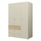 Yuki Kleiderschrank in Graubeige / Eiche geölt
