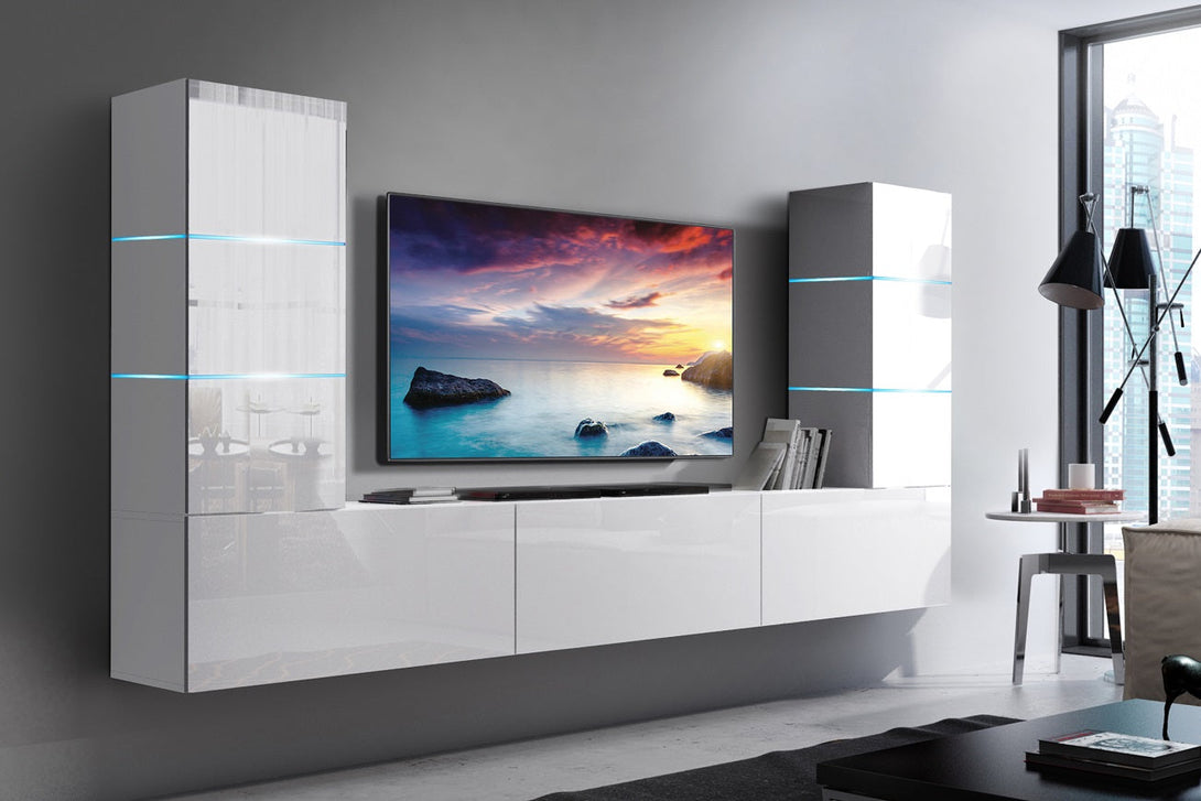 Wohnwand - Premium-Design - Moderne Wohnwand - Premium-Qualität - Moderne Eleganz - Stimmungsvolle Beleuchtung